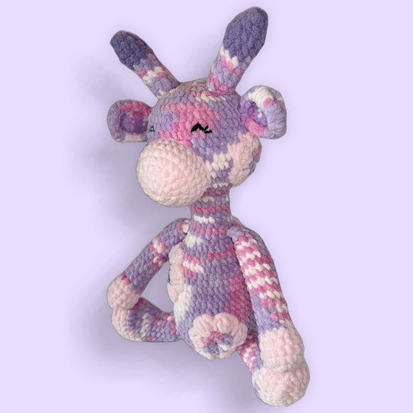 Handmade Crochet Flower Giraffe Plushie Large Handcrafted Stuffed Animal - Picture 4 of 9